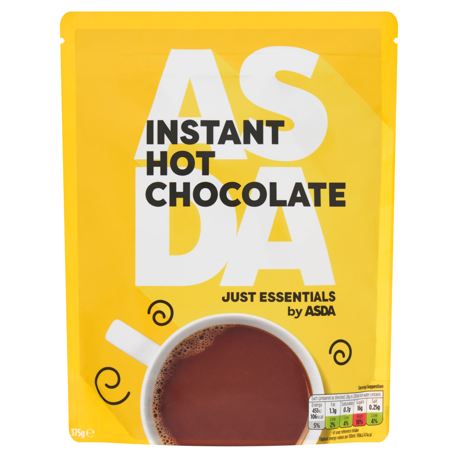 Just Essentials Instant Hot Chocolate Hot Drink Mix 375g