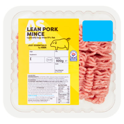 JUST ESSENTIALS by ASDA Just Essentials Lean Pork Mince 500g