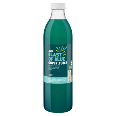 ASDA Blast of Blue Super Juice Coconut Water, Guava, Passion Fruit, Spirulina & Lime 750ml