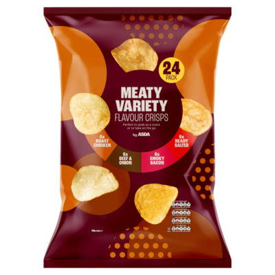 ASDA Meaty Variety Flavour Crisps 600g (24 x 25g)
