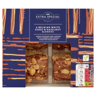 ASDA Extra Special 4 Belgian White Choc & Hazelnut Blondies