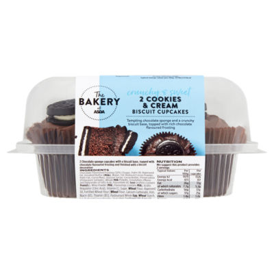 The BAKERY at ASDA 2 Cookies & Cream Biscuit Cupcakes