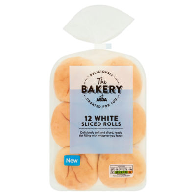 The Bakery At Asda The Bakery 12 White Sliced Rolls