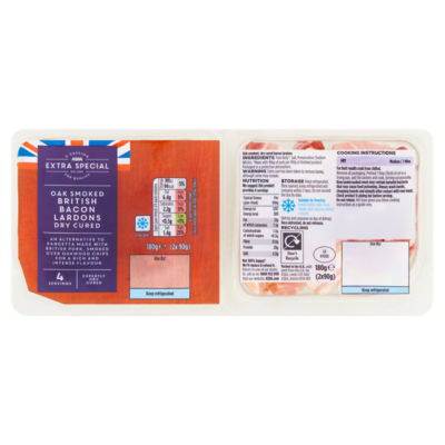 ASDA Extra Special Extra Special Oak Smoked British Bacon Lardons 2 x 90g (180g)