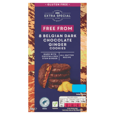 ASDA Extra Special Free From 8 Belgian Dark Chocolate Ginger Cookies 150g