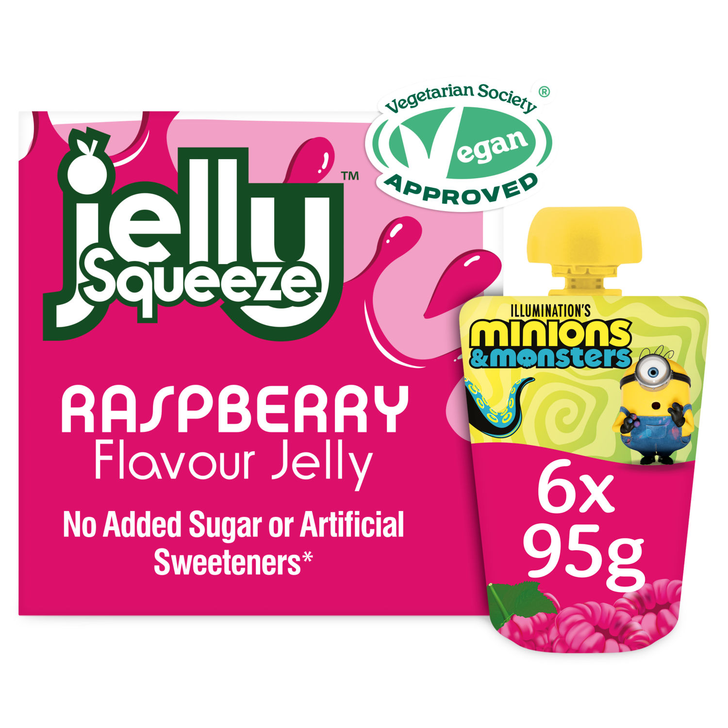 Jelly Squeeze Raspberry Flavour Jelly Snack 6 x 95g