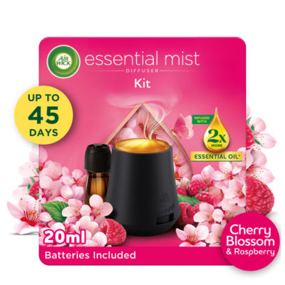 Air Wick Essential Mist Kit, Cherry Blossom & Raspberry Air Freshener, 20Ml