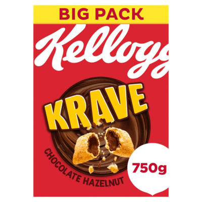 Kelloggs Krave Chocolate Hazelnut Breakfast Cereal 750g
