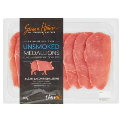 Simon Howie 8 Dry Cure Unsmoked Bacon Medallions 200G