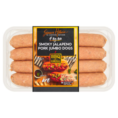 Simon Howie 4 Big Bite Smoky Jalapeno Pork Jumbo Dogs 400g