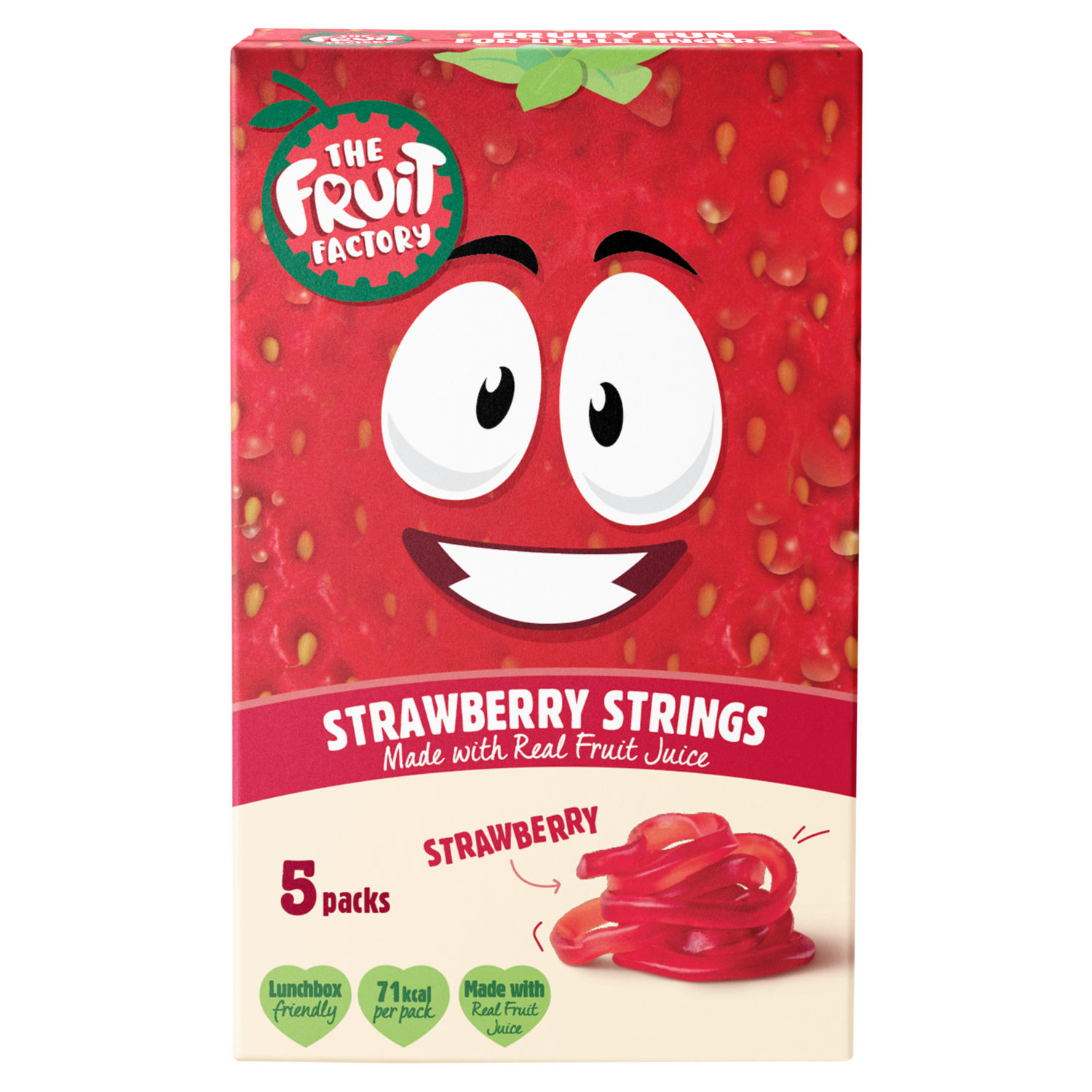 The Fruit Factory Strawberry Strings Fruit Gums 5 x 20g (100g)