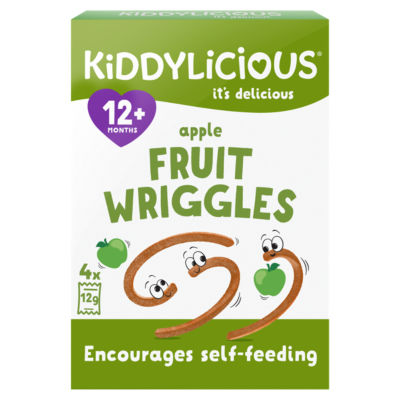Kiddylicious Apple Fruit Wriggles 12+ Months 4 x 12g (48g)