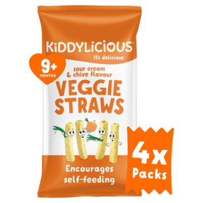 Kiddylicious Sour Cream & Chive Straws 4 X 12G