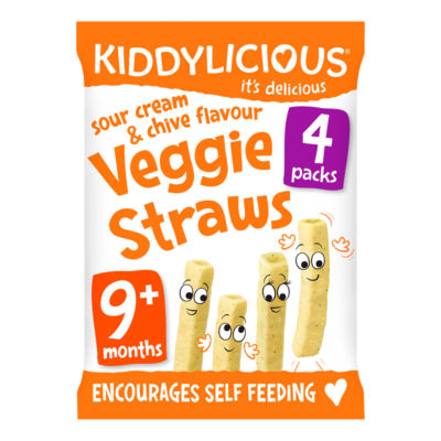Kiddylicious Sour Cream & Chive Flavour Veggie Straws 9 Months 4 x 15g (60g)