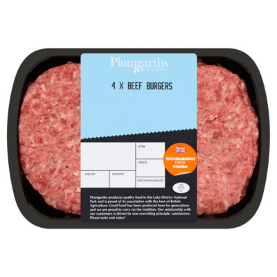 Plumgarths of Kendal 4 Beef Burgers 454g