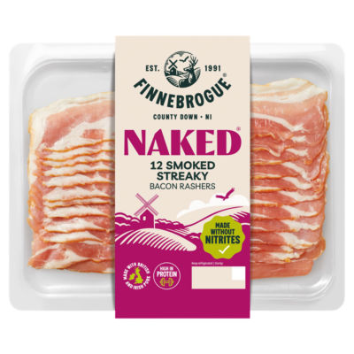 Finnebrogue Artisan Naked 12 Smoked Streaky Bacon Rashers 200g