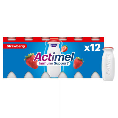 Actimel Strawberry Immune Support Yoghurt Drink Multipack, 12X100g