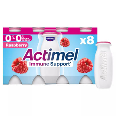 Actimel Raspberry Fat Free Immune Support Yoghurt Drink Multipack 8X100g