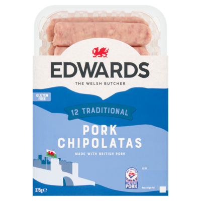 12 Traditional Pork Chipolatas 375g