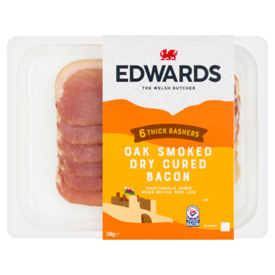 Edwards 6 Thick Rashers Oak Smoked Dry Cured Bacon