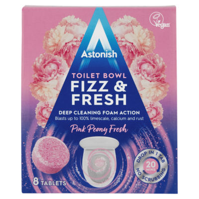 Astonish Toilet Bowl Fizz & Fresh Pink Peony Fresh Tablets 8 X 25G (200G)