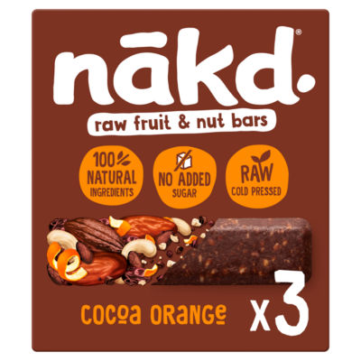 Nakd nakd. Cocoa Orange Raw Fruit & Nut Bars 3 x 35g