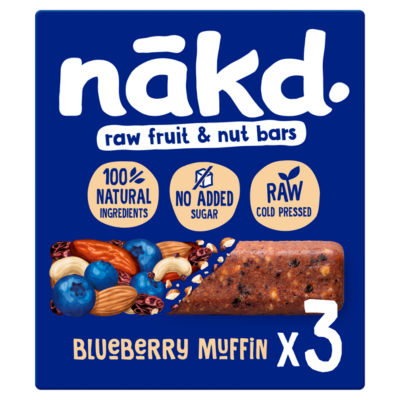 Nakd nakd. Blueberry Muffin Raw Fruit & Nut Bars 3 x 35g