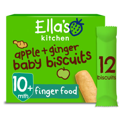 Ella's Kitchen Organic Apple and Ginger Baby Biscuits Multipack Snack 10+ Months 12 x 9g