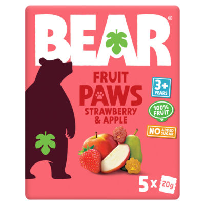 BEAR Fruit Paws Strawberry and Apple Multipack 5x20g