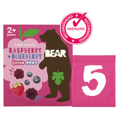 Bear Little Paws Raspberry and Blueberry 2+ years 5x20g