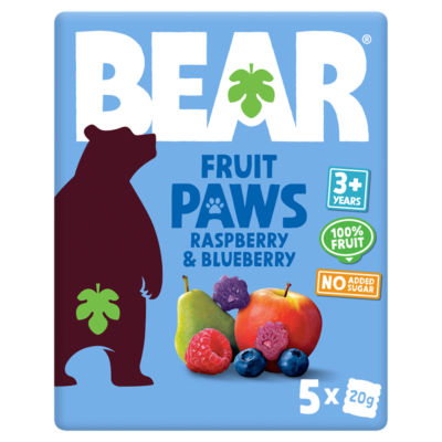 BEAR BEAR Fruit Paws Raspberry and Blueberry Multipack 5x20g