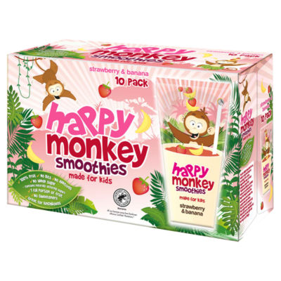 HAPPY MONKEY Smoothies Strawberry & Banana 10 x 180ml