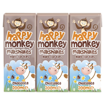 Happy Monkey Milkshakes Chocolate 200ml - ASDA Groceries