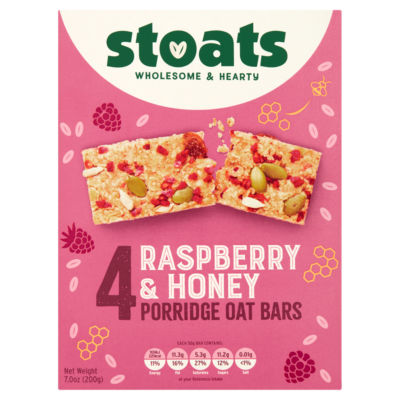 Stoats Raspberry & Honey Porridge Oat Bars
