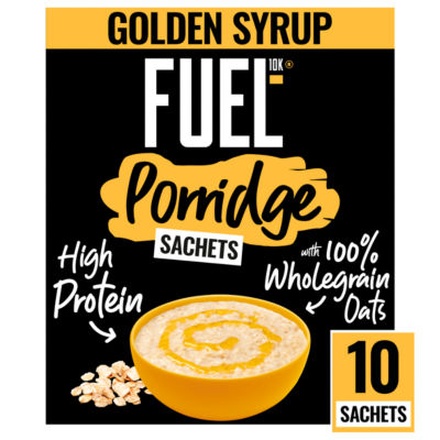FUEL 10K Golden Syrup Protein Porridge Oat Cereal Sachets  10x36g
