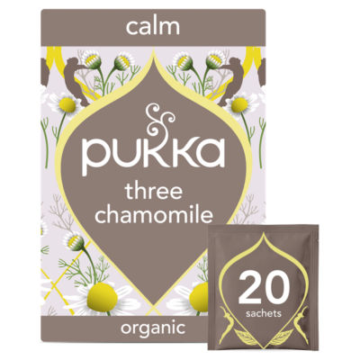 Pukka Organic Three Chamomile Tea 20 Home Compostable Herbal Tea Bags