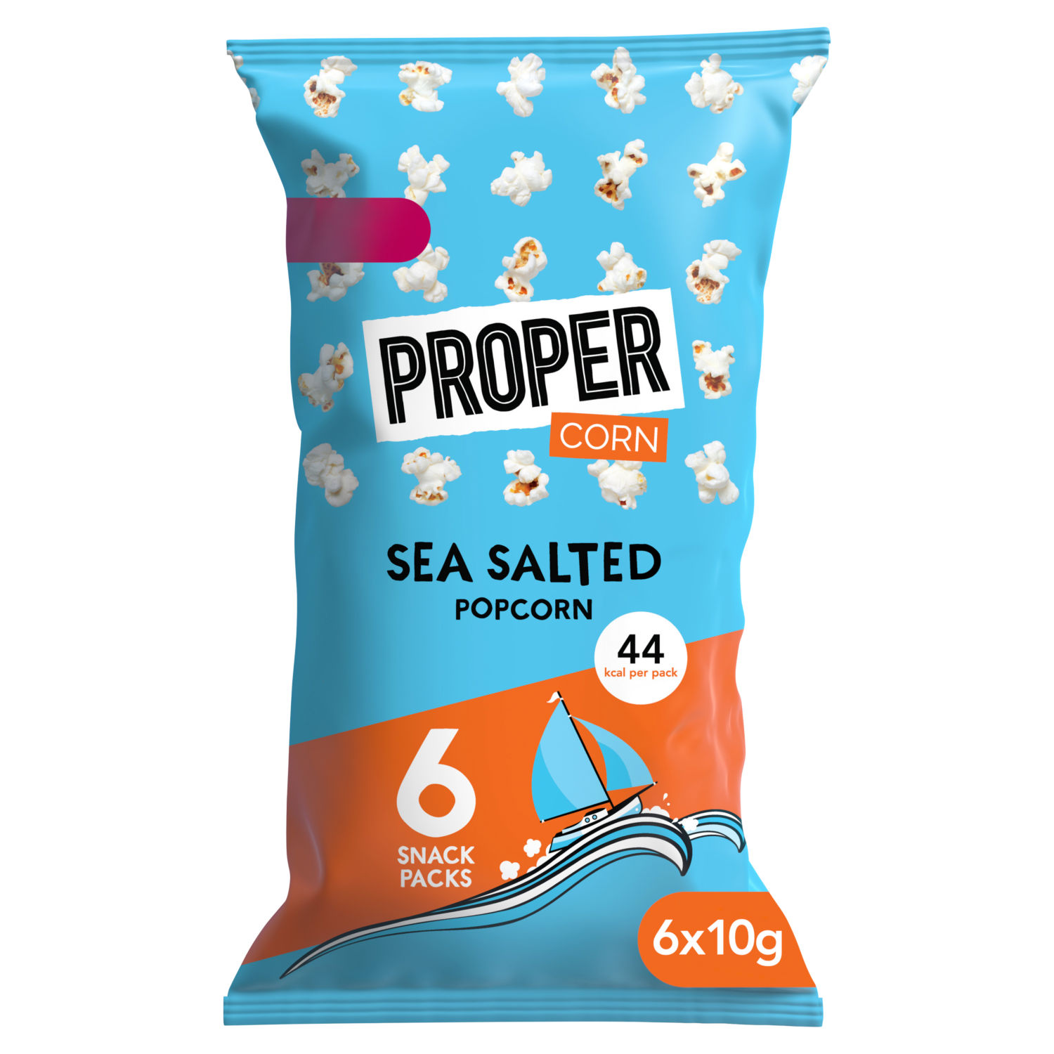 Propercorn Sea Salted Popcorn Savoury Snack 6 x 10g Pack