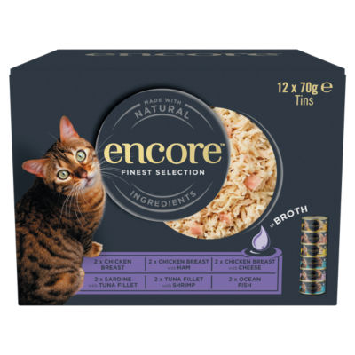 36 x 70g Encore 100% Natural Wet Cat Food Tins Chicken & Fish Selection in Broth - Image 5