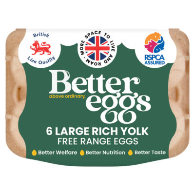 Better Eggs 6 Large Rich Yolk Free Range Eggs