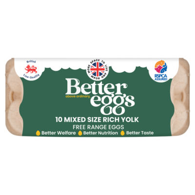 Better Eggs 10 Mixed Size Rich Yolk Free Range Eggs