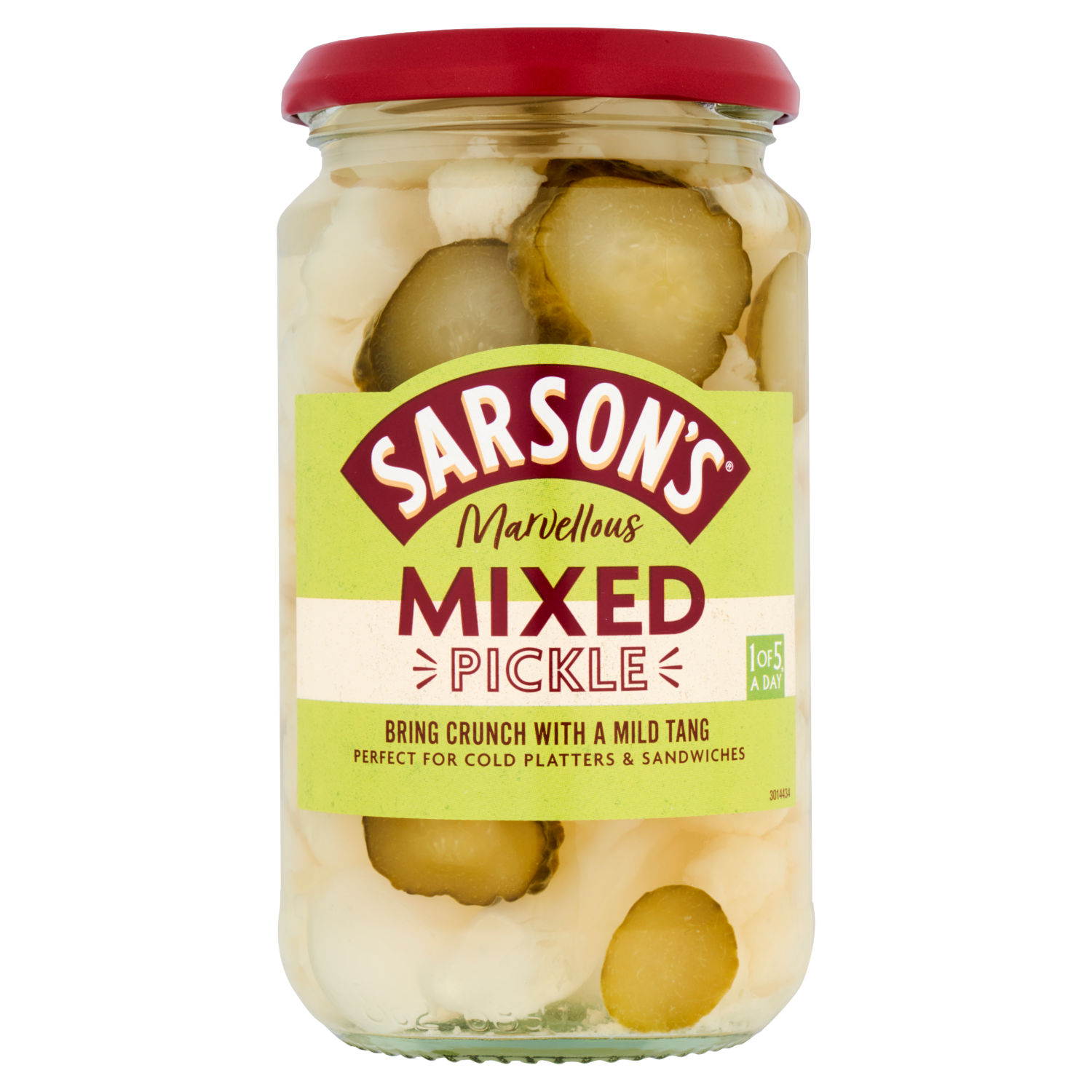 Sarsons Mixed Pickle Mild Tangy Mixed Vegetable Pickle 460g