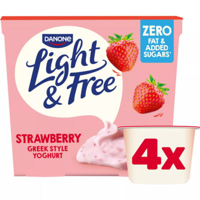 Light & Free Strawberry Greek Style Fat Free Yoghurt Multipack 4X115g