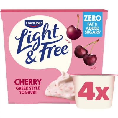 Light & Free Cherry Greek Style Fat Free Yoghurt Multipack 4X115g