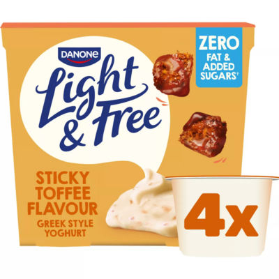 Light & Free Sticky Toffee Greek Style Fat Free Yoghurt Multipack 4X115g