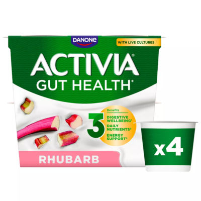 Activia Rhubarb Gut Health Fruit Yoghurt Multipack 4X115g