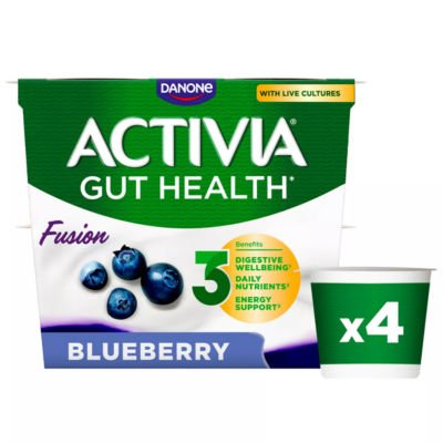 Activia Fusions Blueberry Acai Gut Health Fruit Yoghurt Multipack 4X120g