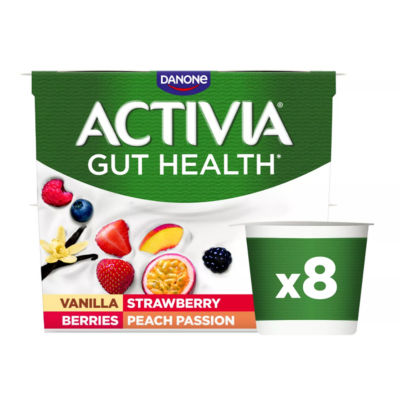 Activia Vanilla, Peach Passion & Berries Gut Health Yoghurt Multipack 8x115g