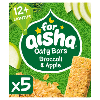 For Aisha Oaty Bars Broccoli & Apple 12+ Months 5 x 25g