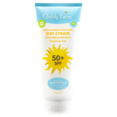 Childs Farm Kids Sun Cream SPF 50+ Very High Protection 200ml Fragrance-Free for Sensitive Skin