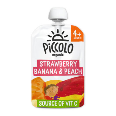 Piccolo Organic Strawberry, Banana & Peach Smooth 4+ Months 100g